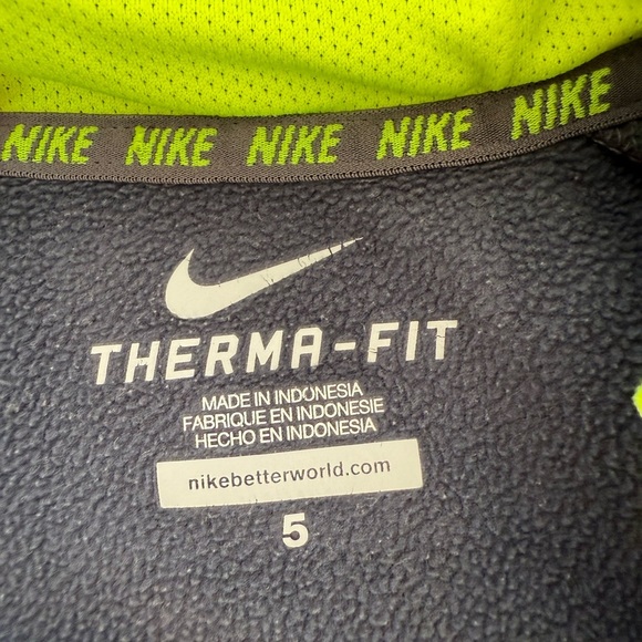 Nike Kids Therma-FIT Full Zip Hoodie – Gray & Neon Yellow (Size 5) - Picture 5 of 8